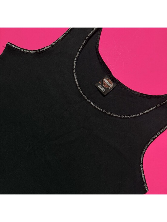 Harley-Davidson Tops - Vintage‎ USA Harley Davidson Tank Top Solid Black Outlined Print Women’s Size 2x